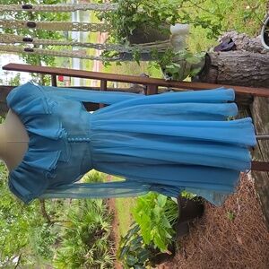 Miss Elliette Vintage Sky Blue Chiffon Formal Dress Size Extra Small